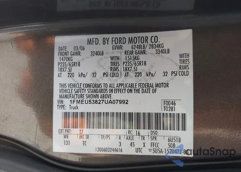 2007 Ford Explorer Sport Trac Limited из США, поврежденный, VIN 1FMEU53827UA07992